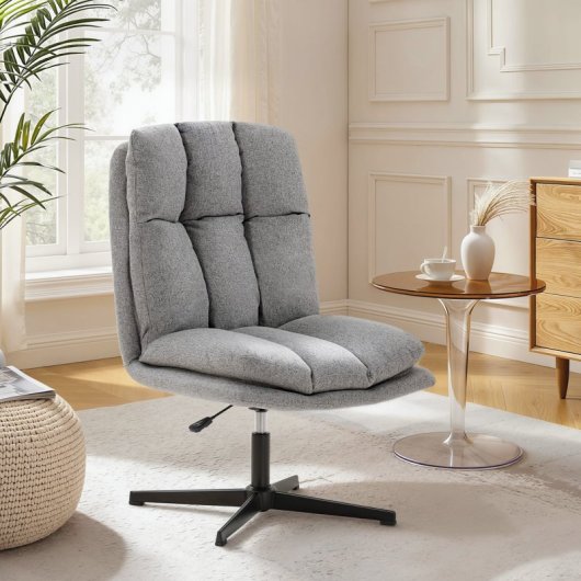 Homcom Butaca De Salón Giratorio 360° Altura Ajustable Asiento Ancho Gris Claro