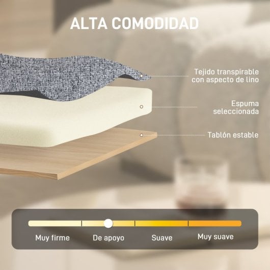 Homcom Butaca De Salón Giratorio 360° Altura Ajustable Asiento Ancho Gris Claro