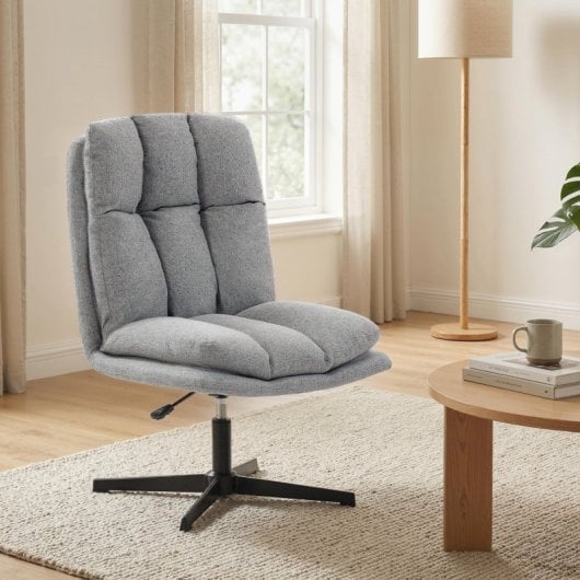 Homcom Butaca De Salón Giratorio 360° Altura Ajustable Asiento Ancho Gris Claro