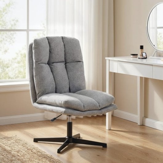 Homcom Butaca De Salón Giratorio 360° Altura Ajustable Asiento Ancho Gris Claro