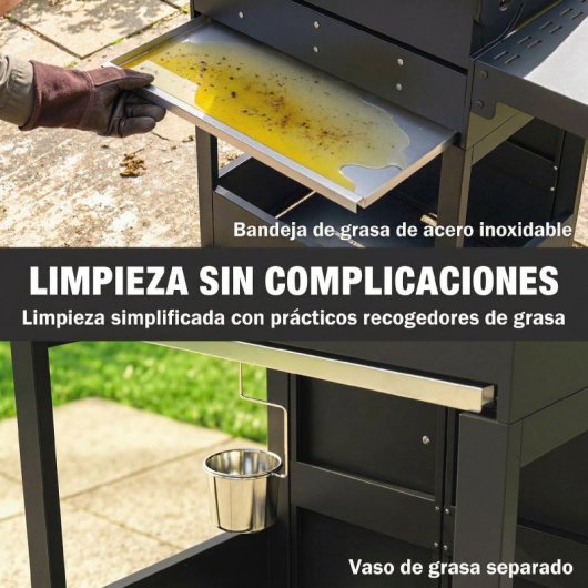 Outsunny Barbacoa De Gas Con 3 Quemadores 7,5 Kw Termómetro Mesas Laterales