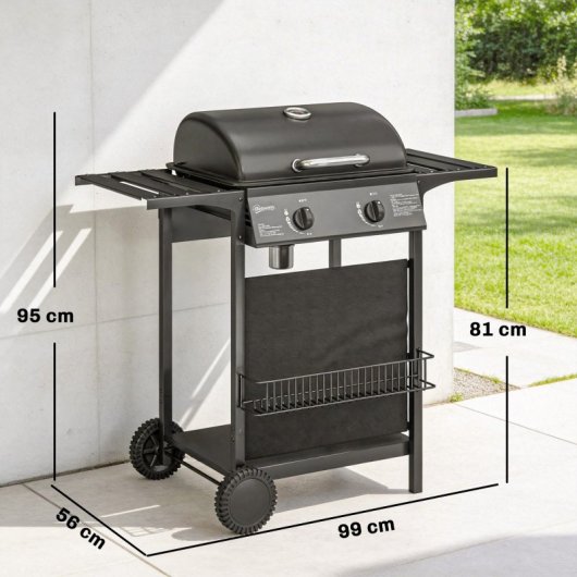 Outsunny Barbacoa De Gas Bbq Gas Con 2 Quemadores 5 Kw Con Termómetro