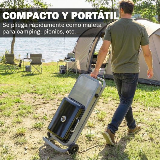 Outsunny Barbacoa De Gas Plegable Con Quemador 2,5 Kw Con Ruedas Mesa Lateral
