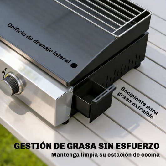 Outsunny Barbacoa De Gas Con 3 Quemadores 7,5 Kw Plancha Rejilla Calentadora