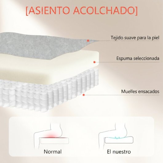 Homcom Silla De Escritorio Ergonómica Con Respaldo Alto Crema