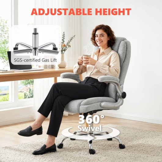 Homcom Silla De Escritorio Ergonómica Con Respaldo Alto Crema