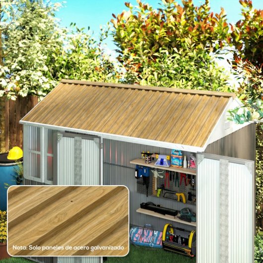 Outsunny Juego De 12 Paneles Para Tejado De Acero Galvanizado 129x45cm Natural