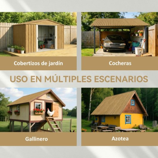 Outsunny Juego De 12 Paneles Para Tejado De Acero Galvanizado 129x45cm Natural