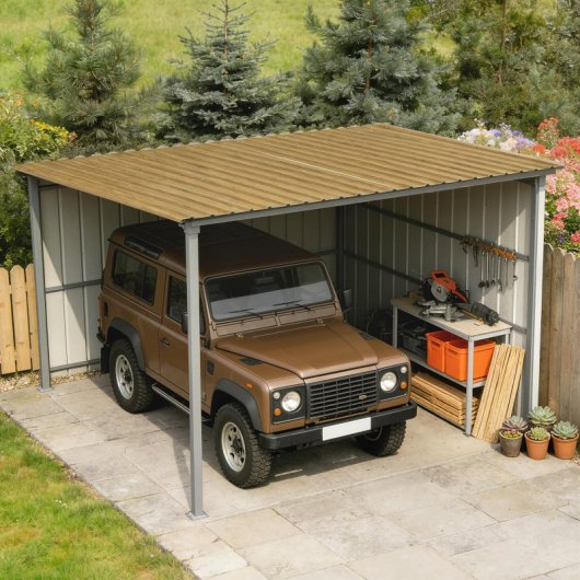 Outsunny Juego De 12 Paneles Para Tejado De Acero Galvanizado 129x45cm Natural