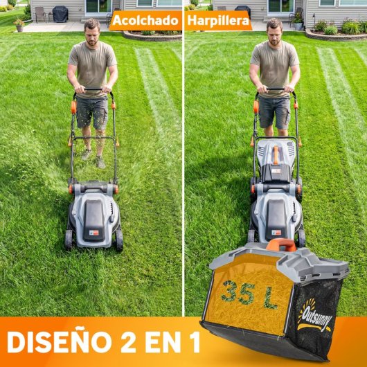 Outsunny Cortacésped A Batería Inalámbrico 18v Con 2 Baterías De 4ah Y Cargador