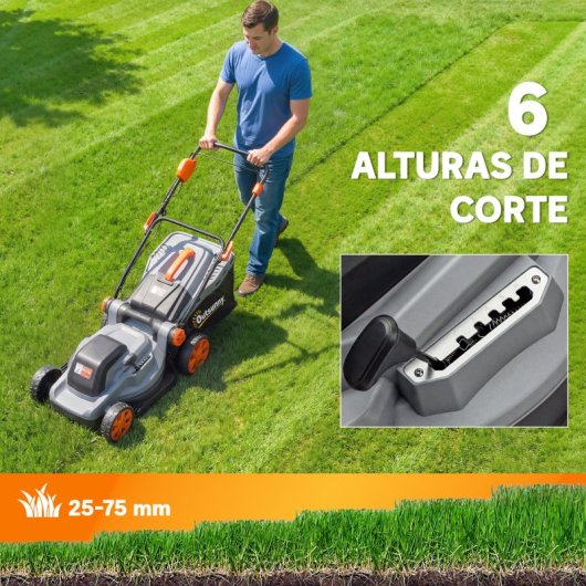 Outsunny Cortacésped A Batería Inalámbrico 18v Con 2 Baterías De 4ah Y Cargador