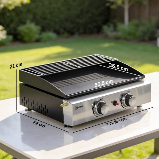 Outsunny Barbacoa De Gas Con 2 Quemadores 5 Kw Plancha Rejilla Calentadora