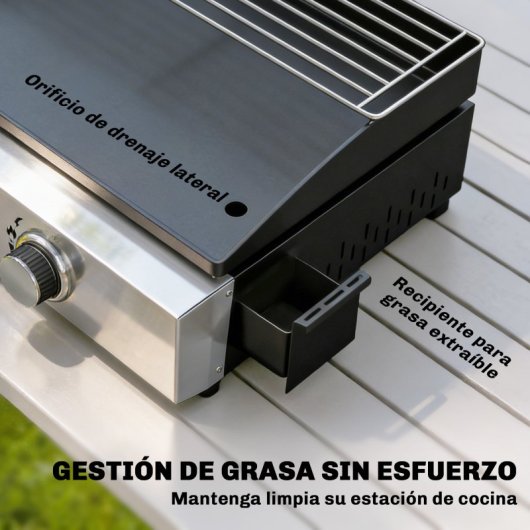 Outsunny Barbacoa De Gas Con 2 Quemadores 5 Kw Plancha Rejilla Calentadora