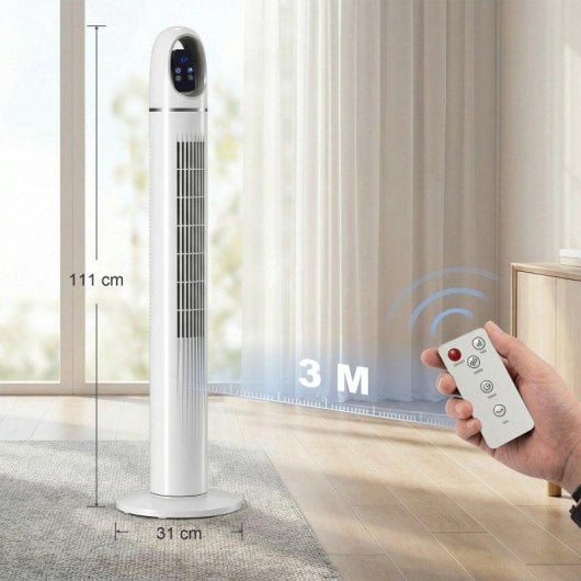 Homcom Ventilador De Torre Con Control Remoto 3 Velocidades 3 Modos Temporizador