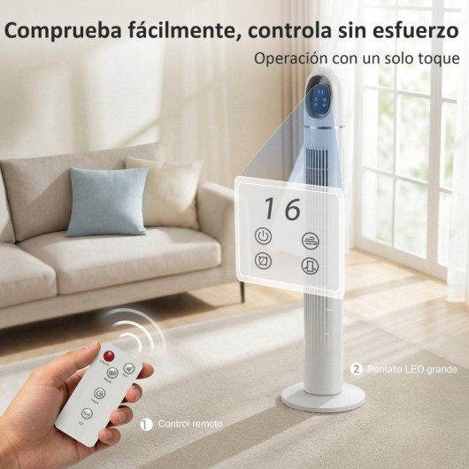 Homcom Ventilador De Torre Con Control Remoto 3 Velocidades 3 Modos Temporizador