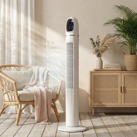 Homcom Ventilador De Torre Con Control Remoto 3 Velocidades 3 Modos Temporizador