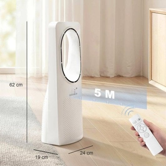 Homcom Ventilador De Torre Silencioso Sin Aspas Mando A Distancia Oscilación 45°