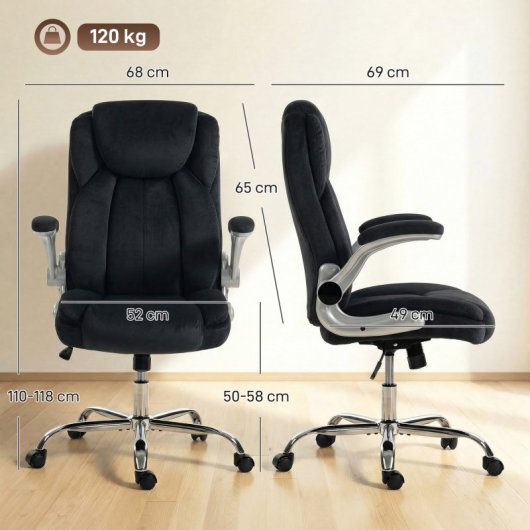 Homcom Silla De Escritorio Ergonómica Con Respaldo Alto Negro