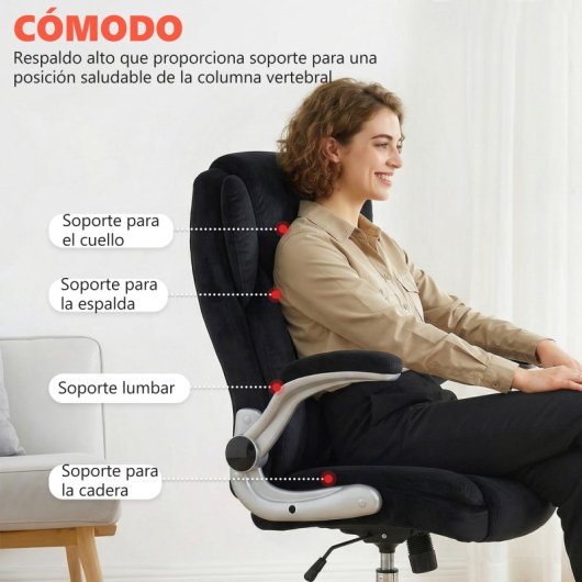 Homcom Silla De Escritorio Ergonómica Con Respaldo Alto Negro