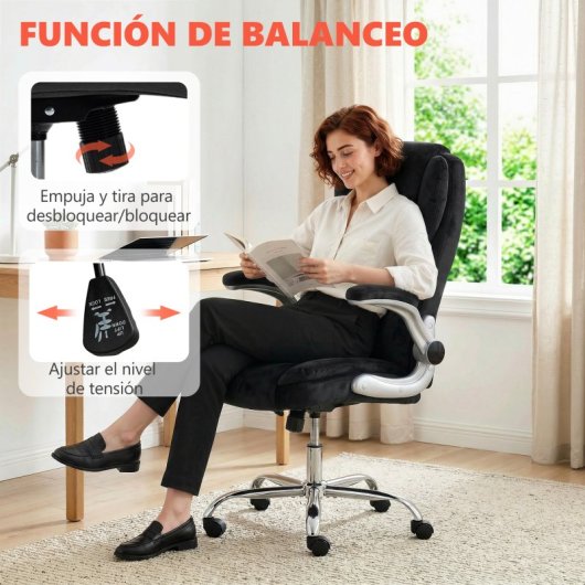 Homcom Silla De Escritorio Ergonómica Con Respaldo Alto Negro