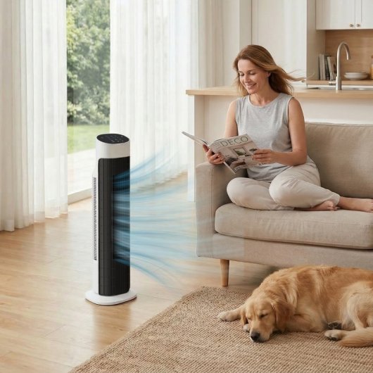 Coluna de Ar HOMCOM 45W 3 Velocidades 3 Modos Oscilação 70° Silenciosa Comando