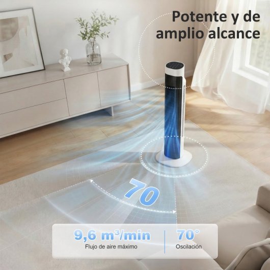 Coluna de Ar HOMCOM 45W 3 Velocidades 3 Modos Oscilação 70° Silenciosa Comando