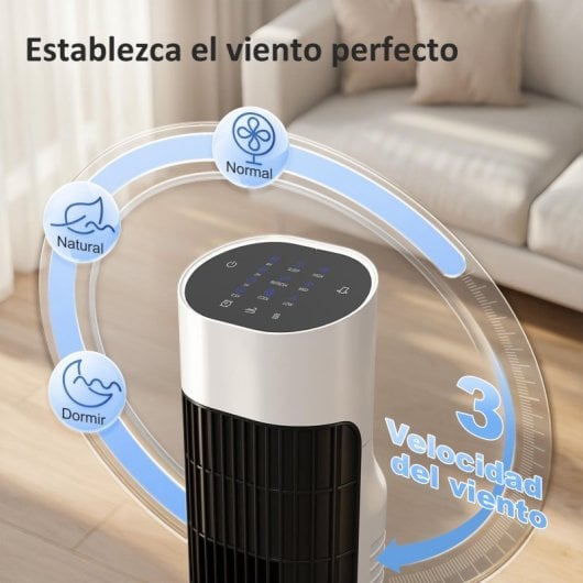 Coluna de Ar HOMCOM 45W 3 Velocidades 3 Modos Oscilação 70° Silenciosa Comando