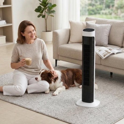 Coluna de Ar HOMCOM 45W 3 Velocidades 3 Modos Oscilação 70° Silenciosa Comando