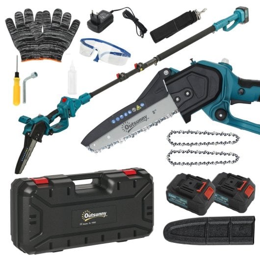 Outsunny Motosierra Bateria 8 Pulgadas 6000mah Con 580w Motor Sin Escobillas