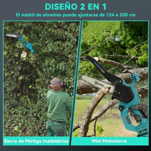 Outsunny Motosierra Bateria 8 Pulgadas 6000mah Con 580w Motor Sin Escobillas