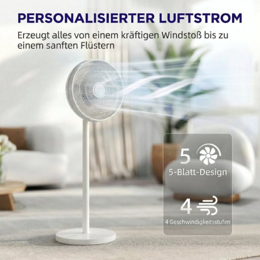 Homcom Ventilador De Pie Con Mando Altura Ajustable 4 Velocidades Oscilación