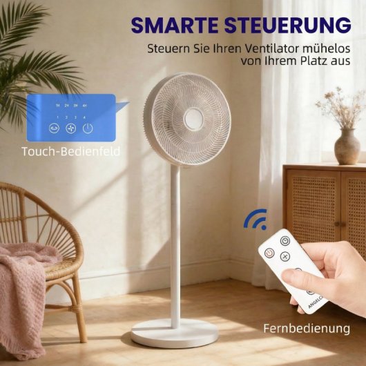 Homcom Ventilador De Pie Con Mando Altura Ajustable 4 Velocidades Oscilación