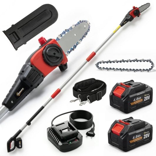 Outsunny Motosierra Extensible 1,94-2,56 M Doble Bloqueo Lubricación Automática