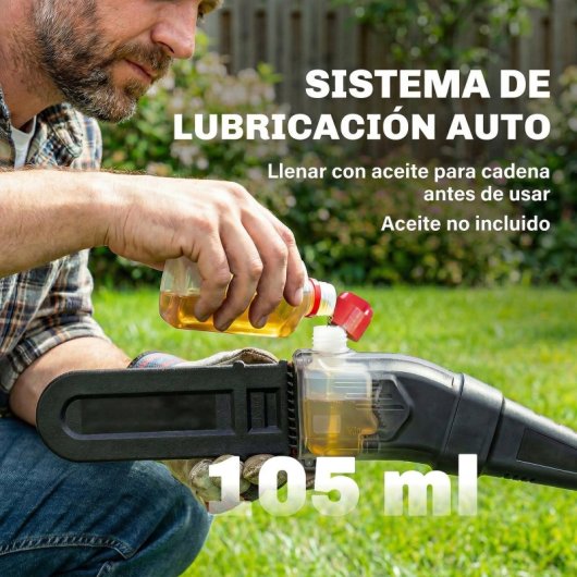 Outsunny Motosierra Extensible 1,94-2,56 M Doble Bloqueo Lubricación Automática