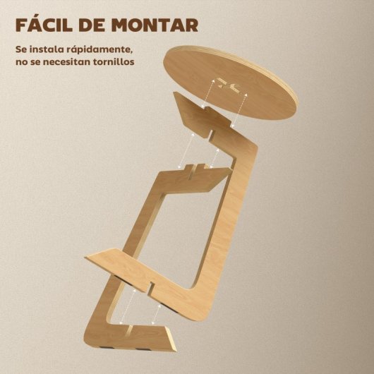 Homcom Mesa Auxiliar En Forma De C Montaje Rápido Para Espacios Pequeños Natural