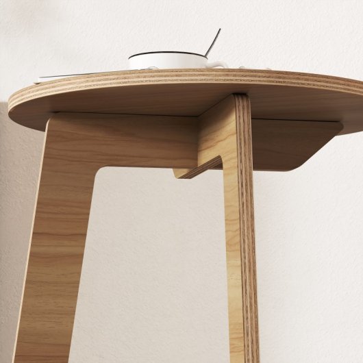 Homcom Mesa Auxiliar En Forma De C Montaje Rápido Para Espacios Pequeños Natural