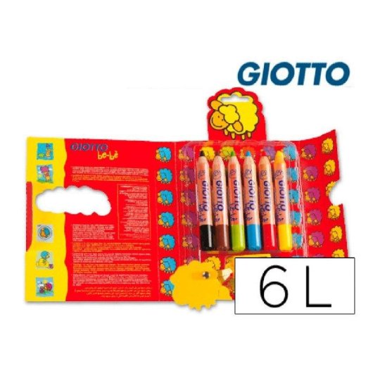 Lápices de Colores Giotto Super Bebé Caja de 6 Unidades con Sacapuntas