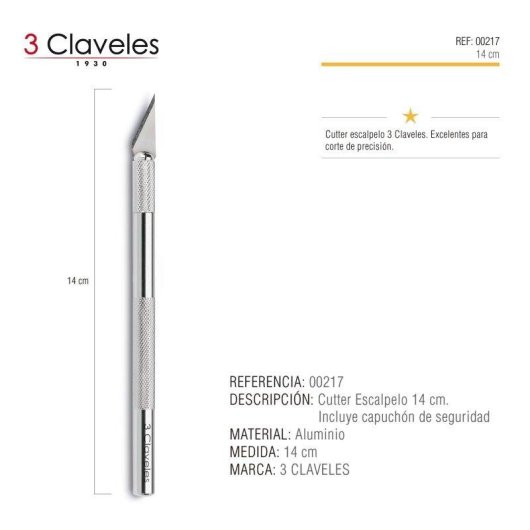 Cutter Scalpello Professionale 3 Claveles in Alluminio per Taglio di Precisione