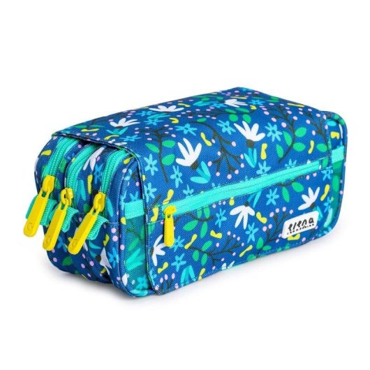 Estuche Portatodo Triple Grafoplás Blue Garden
