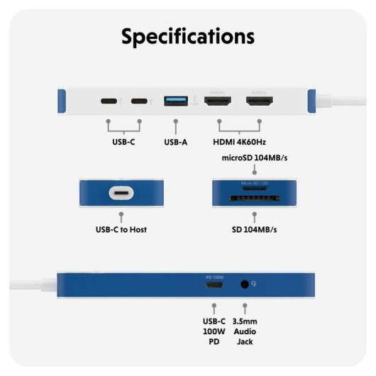 Base per Portatili Targus HyperDrive USB-C 100W Bianco 5 Gbit/s