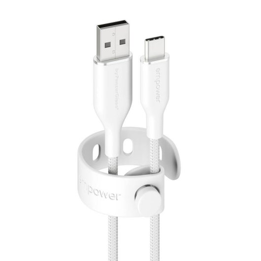 Cable USB PanzerGlass empower Racing 60W USB-A a USB-C 1.2M Blanco