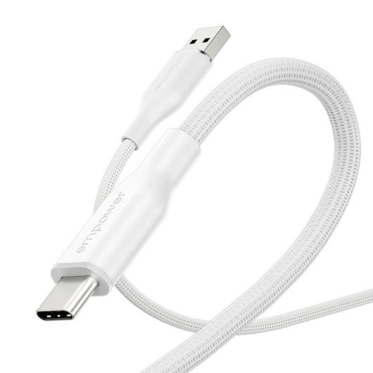 Cable USB PanzerGlass empower Racing 60W USB-A a USB-C 1.2M Blanco