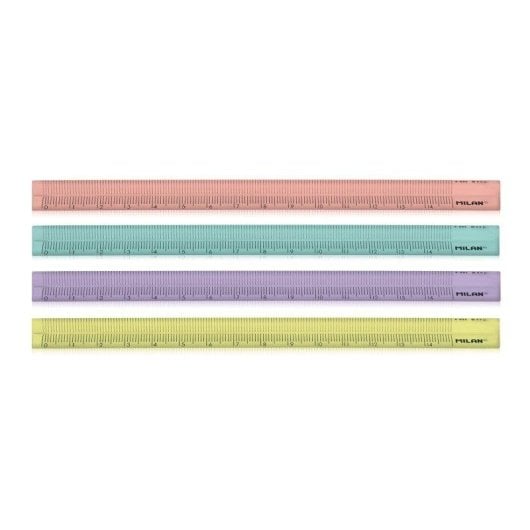 Righello Triangolare Milan New Look - Pack da 4 da 15 cm in Plastico Rigido Trasparente