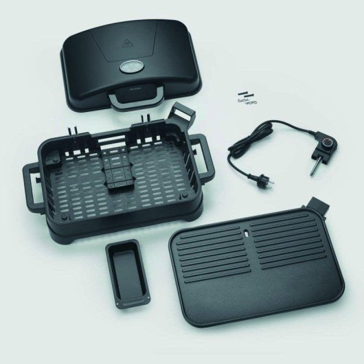 Barbacoa eléctrica Severin 8597 con tapa 2300W superficie 45x30cm revestimiento cerámico