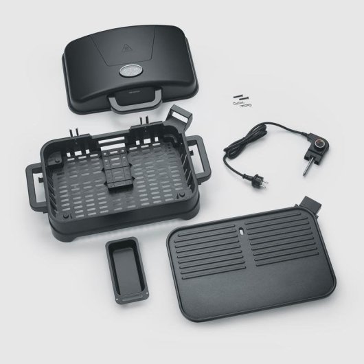 Barbacoa eléctrica Severin 8597 con tapa 2300W superficie 45x30cm revestimiento cerámico