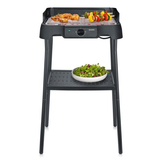 Barbacoa Eléctrica Severin 8594 con Soporte 2000W Parrilla Acero Inoxidable