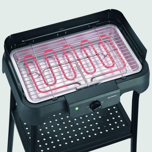 Barbacoa Eléctrica Severin 8594 con Soporte 2000W Parrilla Acero Inoxidable