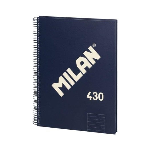Cuaderno A4 Espiral Tapa Dura Milan 430 80 Hojas Pautado Azul