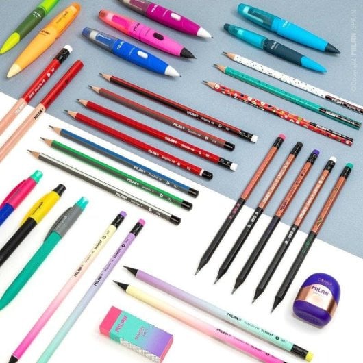 Lápices de Grafito HB Milan con Goma Forma Hexagonal Caja 12 Unidades