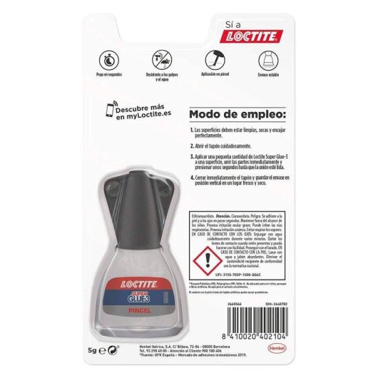 Pegamento Loctite Super Glue-3 Pincel 5g Instantáneo Multi-material
